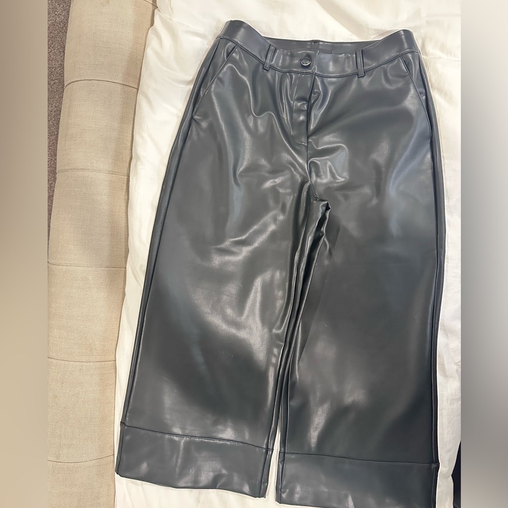 White House Black Market Faux Leather Crop Pants
